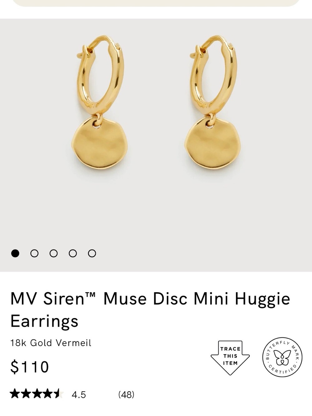 Monica Vinader Siren Muse Disc Earrings - Picture 2 of 4